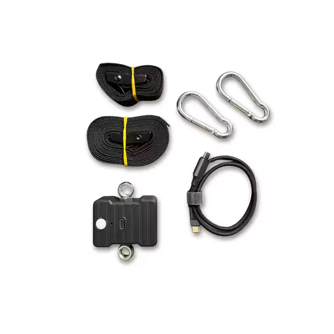 CableMate close-up, showing the carabiner attachment point