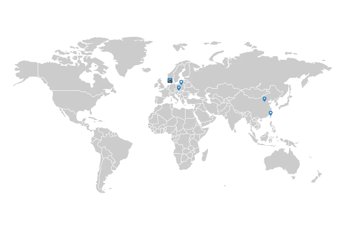 World map showing CC Athletics distributor regions
