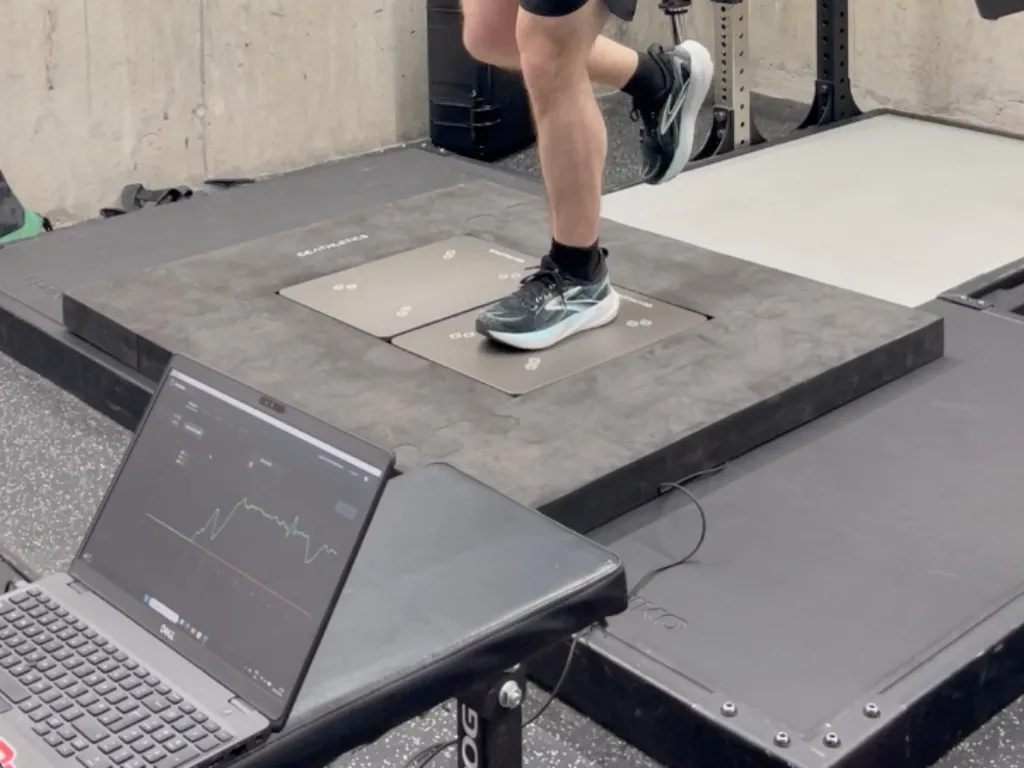 Portable PlateMate force plates set up for sports science testing at Rua Laboratories