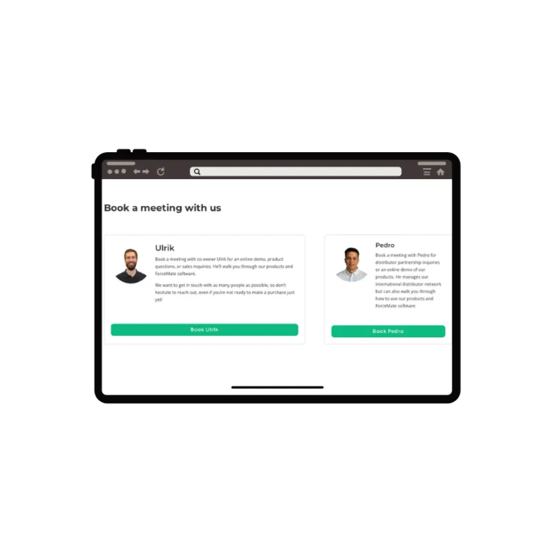 iPad showing the CC Athletics "Book a meeting with us" page