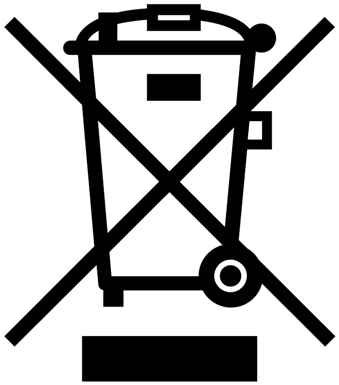 Symbool van de doorgekruiste verrijdbare afvalbak